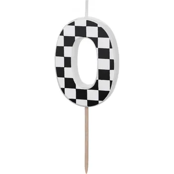 Dortová svíčka Svíčka na dort číslo 0 šachovnicový vzor mix