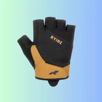 Cyklistické rukavice RYINZ Navy–Béžové Krátkoprsté Cyklo & Fitness Rukavice – Gelové, Prodyšné, Komfortní, Odběr Kladno - L