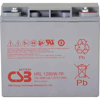 CSB Battery HRL 1280W high-rate longlife HRL1280W-FR olověný akumulátor 12 V 20 Ah olověný se skelným rounem (š x v x h) 181 x 167 x 76 mm šroubované M5