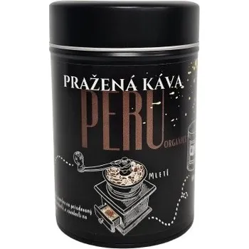 Káva Pražená káva v černé dárkové plechovce – BIO Peru Organics 200 g (Káva v plechovce)