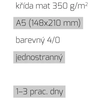 Leták A5 4/0 křída mat 350 g/m2 LT-A5-4/0-350-K Nižší cena pro více kusů!