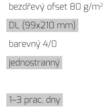 Leták DL 4/0 bezdřevý ofset 80 g/m2 LT-DL-4/0-80-BO Nižší cena pro více kusů!