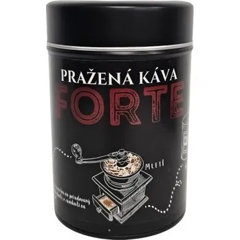 Káva Pražená káva v černé dárkové plechovce – Caffé Forte 200 g (Káva v plechovce)
