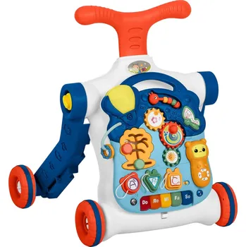 Dřevěná hračka Ricokids 781900 Vzdělávací chodítko s hracím stolečkem 4 v 1, modré