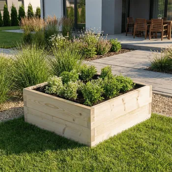 Zahradní dekorace Vyvýšený záhon čtverec - výška 32cm Krok 2: Vyberte povrch: Přírodní, Krok 1: Vyberte velikost (délka x šířka): 800x800 - ideální do menší zahrady, Krok 3: Vyberte nopovou fólii: Bez folie