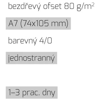 Leták A7 4/0 bezdřevý ofset 80 g/m2 LT-A7-4/0-80-BO Nižší cena pro více kusů!