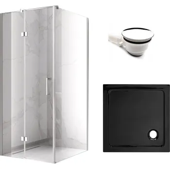 BPS-koupelny Čtvercový sprchový kout HYD-SK01C 90x90 černá/transparent + vanička HYD-SSV-ST02B černá