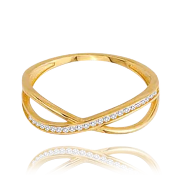 Šperk MINET Zlatý prsten s bílými zirkony Au 585/1000 Velikost prstenu:: 59, Hmotnost (g): 1,6