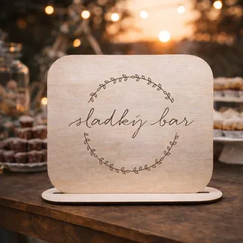 Svatební dekorace Svatební cedulka SLADKÝ BAR - LÍSTKY