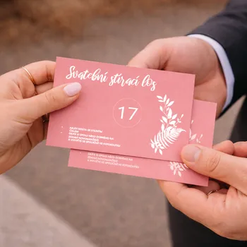 Svatební dekorace Stírací los ROSE, svatební Varianta: Bez vlastního textu, Počet kusů: 8 ks