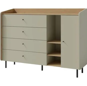 Komoda AE7 4S 1D komoda Alessio, eukalyptus-dub Baltic Dune, 155 x 115 x 42 cm