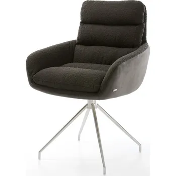 Jídelní židle DELIFE Jídelní židle Abelia-Flex s područkami kombinace materiálů černá křížová podnož zúžená nerezová ocel otočný o 180°