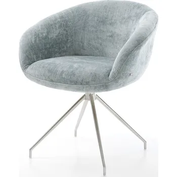 Jídelní židle DELIFE Jídelní židle Vinka-Flex s područkami žinylka pastelově modrá křížová podnož zúžená nerezová ocel 180° otočná taštičkové pružiny