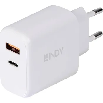 LINDY 30W USB Type A a C Charger USB nabíječka, 1x USB A , 1x USB-C®, 30 W, bílá