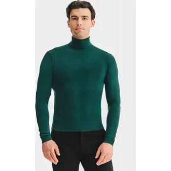 Pánský svetr Pánský tmavě zelený pletený rolák Pako Lorente , vel XL
