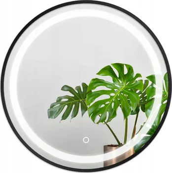 Zrcadlo Zrcadlo Kulaté LED RING 70 cm v Černém Rámu Dotykový Spínač LOFT