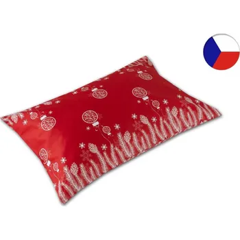 Povlak na polštářek Vánoční saténový povlak na polštář 40x60 GARBO Zasněžené město červenobílé