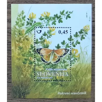 Sběratelství SLOVINSKO ** aršík Bl 32 motýli, r. 2007