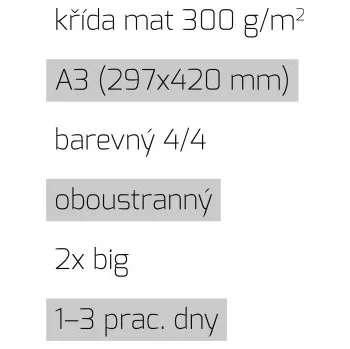Leták 2xbig A3 4/4 křída mat 300 g/m2 LT-A3-4/4-300-K-2xBig Nižší cena pro více kusů!