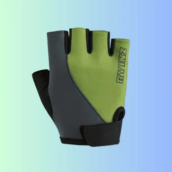 Cyklistické rukavice RYINZ Zeleno-Šedé Cyklo & Fitness Rukavice – Krátkoprsté, Gelové, Prodyšné, Odběr Kladno - M
