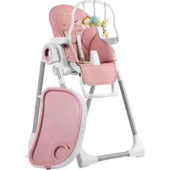 dětská jídelní sada Nukido 700501-7250 Jídelní židlička Belo se stolkem + hrazdička s hračkami, růžová