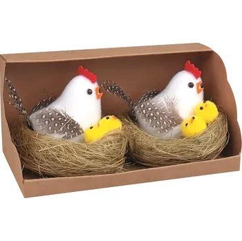 Velikonoční dekorace Anděl Přerov Slepička s kuřátky, bílá, 7 cm 2ks