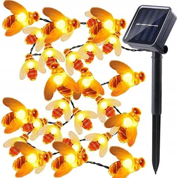 Venkovní osvětlení GIRLANDA SVĚTÝLKA VČELY ORANŽOVÉ SADA SVĚTEL 20 LED ZAHRADNÍ SOLÁRNÍ