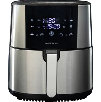 fritéza Gastronoma 18290007 horkovzdušná fritéza, 8 l, 1 800 W, ochrana proti přehřátí, s displejem, nepřilnavý povlak, Cool touch pouzdro, bez BPA, černá, stříbrná