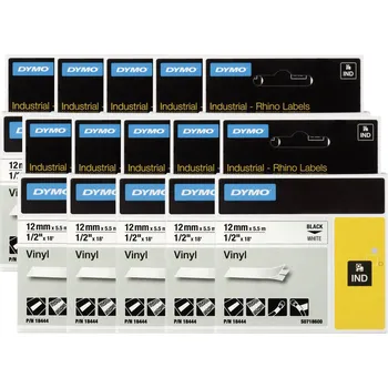 Kotouček do pokladny a tiskárny štítků DYMO 18444 (10x) páska do štítkovače sada 10 ks Barva pásky: bílá Barva písma: černá 12 mm 5.5 m