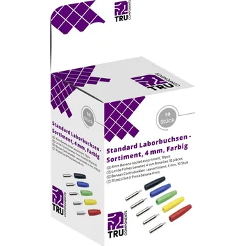 Krokosvorka TRU COMPONENTS sada laboratorních zástček spojka, rovná černá, červená, modrá, žlutá, zelená 10 díly
