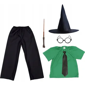 Karnevalový kostým KOSTÝM ZMIJOZEL (SLYTHERIN) SADA HARRY POTTER KOSTÝM ČARODĚJ HALLOWEEN 98-110 6 dílů