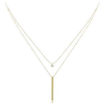 Náhrdelník MINET Zlatý dvojitý náhrdelník s bílým zirkonem Au 585/1000