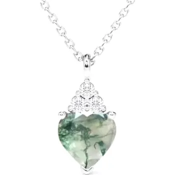 Řetízek Olivie Stříbrný náhrdelník MECHOVÝ ACHÁT 7370 Ag 925; ≤2,2 g.