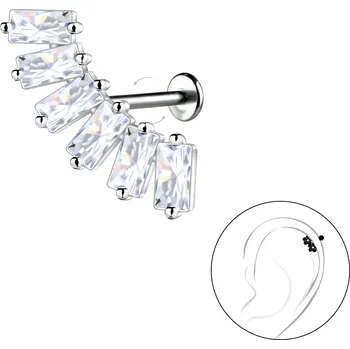 Piercing Stříbrná Labreta LELA 1ks Délka: 8 mm, Průměr/Tloušťka: 1,2 mm Ag 925/1000