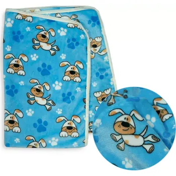 Dětská deka ESITO | Dětská deka jednoduchá Psík Flíček - modrá / 75 x 100 cm