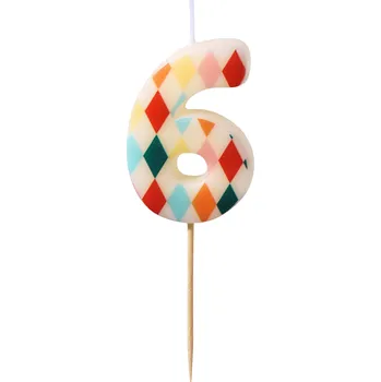 Dortová svíčka Svíčka na dort číslo 6 Rhombus mix barev