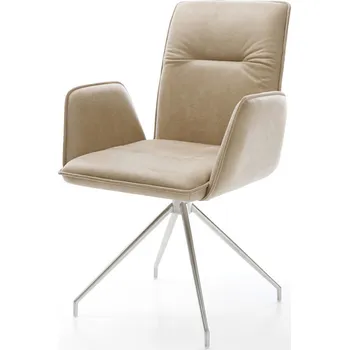 Jídelní židle DELIFE Jídelní židle Vinja-Flex mikrovlákno béžová vintage křížová podnož z nerezové oceli