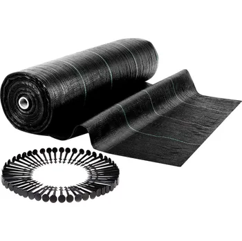 Krycí plachta Plonos 491000 Zahradní agrotextilie 1,6 × 100 m 90 g/m² + 100 kolíků, černá