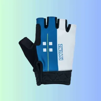 Cyklistické rukavice RYINZ Modro-Bílé Krátkoprsté Cyklo & Fitness Rukavice – Gelové, Prodyšné, Komfortní, Odběr Kladno - M