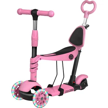 Dětské kolo Ricokids 765400 Tříkolová balanční koloběžka 3 v 1, LED, Todi - růžová