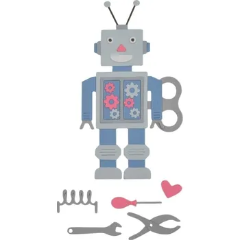 Kancelářská technika Sizzix 663315 Řezací šablona Robot 11 ks