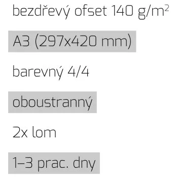 Leták 2xlom A3 4/4 bezdřevý ofset 140 g/m2 LT-A3-4/4-140-BO-2xLom Nižší cena pro více kusů!