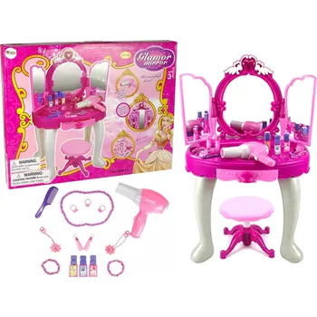 LEAN Toys Toaletní stolek pro malou princeznu s doplňky - růžový