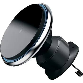 Proove - držák do auta s bezdrátovým nabíjením Magic Circle (WHMC15020006) - do mřížky ventilace, magnetický, slitina zinku, 15 W - stříbrný