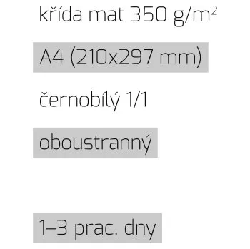 Leták A4 1/1 křída mat 350 g/m2 LT-A4-1/1-350-K Nižší cena pro více kusů!