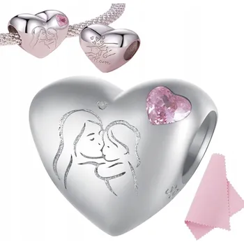 Přívěsek CHARMS přívěsek srdce MÁMA a DÍTĚ stříbrný charms STŘÍBRO ryzost s925