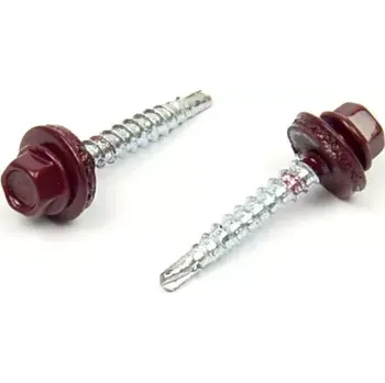 Vrut Farm. vrut s EPDM podložkou 4,8x35 RAL 3005 Vínová červená