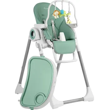 Nukido 700506-7250 Jídelní židlička Belo se stolkem, lehátko + hrazdička s hračkami, zelená