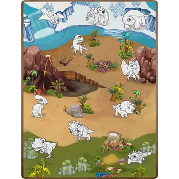 Sprchový set Ricokids RK-344 Pěnová podložka na vybarvování 120 x 90 x 0,3 cm + fixy, DINO