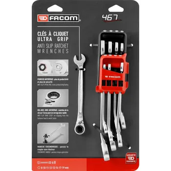 Ruční nářadí Sada očkoplochých ráčnových klíčů s páčkou 8 dílů FACOM 467B.JP8PB